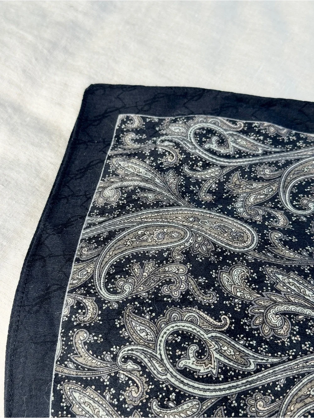 Vintage YSL Black Paisley Cotton Bandana Scarf Made in Japan - Picture 8 of 8